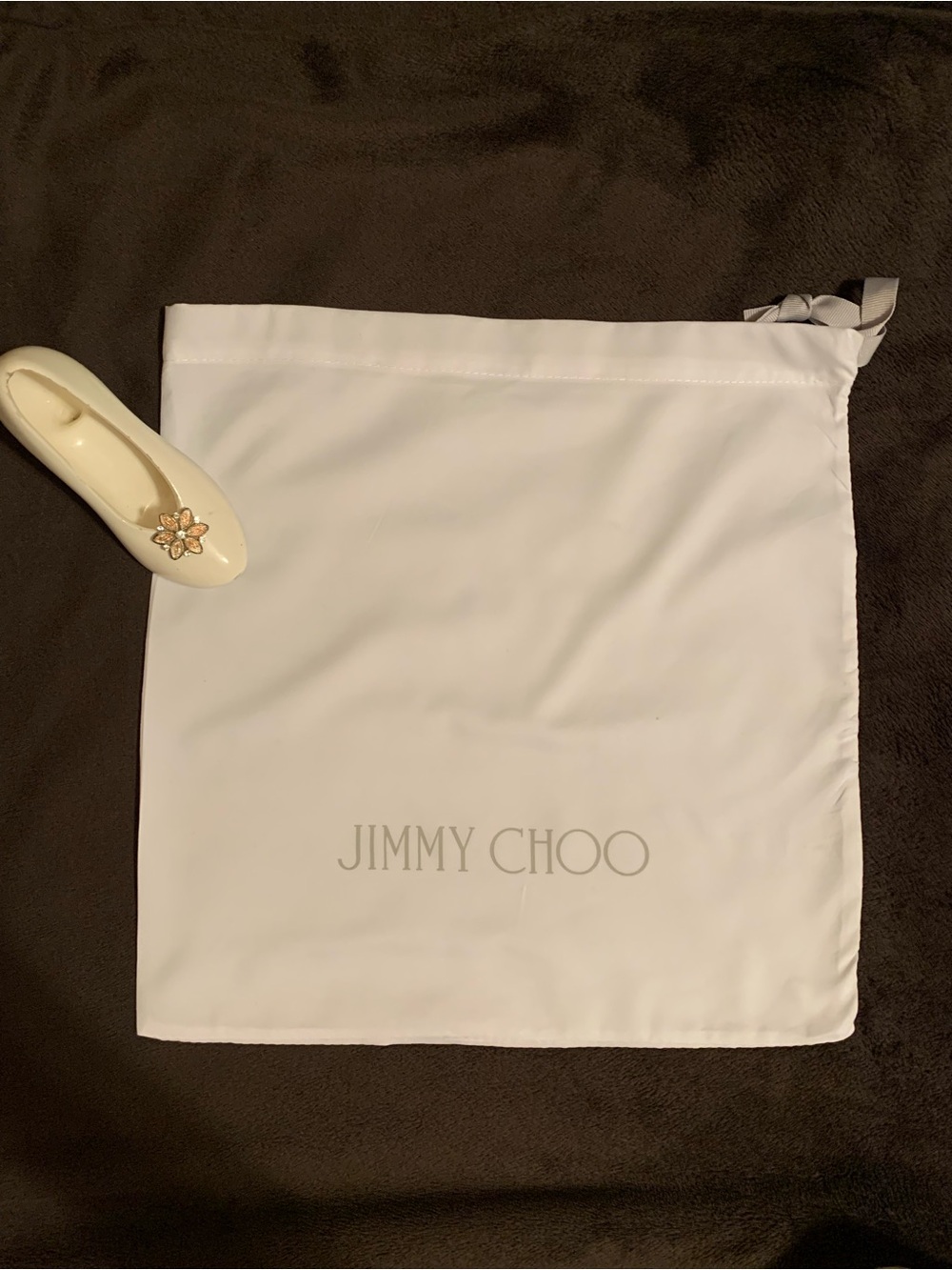 JIMMY CHOO silky feel white drawstring dust bag VVGUC++